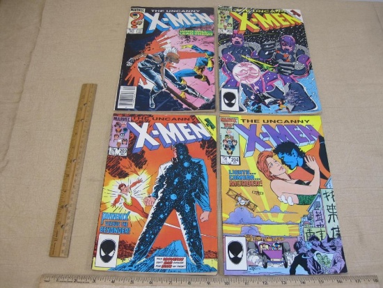 Four Vintage The Uncanny X-Men 1980s Comic Books Vol. 1 No. 201- 204 7oz