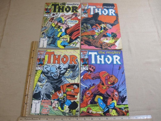 Four Vintage 25th Anniversary Marvel The Mighty Thor Comic Books 1980s, Vol. 1 No. 374 - 377 6oz