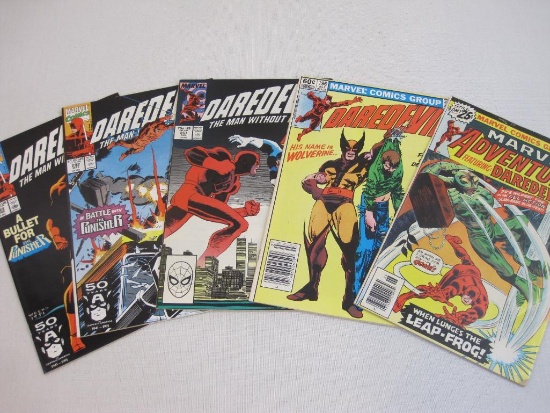 Five Daredevil Comic Books including Marvel Adventure Featuring: Daredevil No. 4 June 1976 and