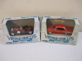Two ERTL Vintage Vehicles 1/43 Scale Die Cast Metal Replica Cars including 1957 Chevrolet Bel Air