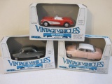 Three ERTL Vintage Vehicles 1:43 Scale Die Cast Metal Replica Cars including 1960 Corvette, Pink