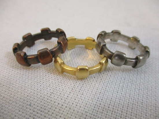 Tri-Tone Stacking Ring Set, size 6, 1 oz