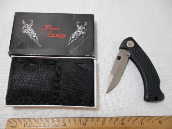 Frost Cutlery Little Park Ranger 4" Folding Pocket Knife with Belt Holder in original box, 3 oz