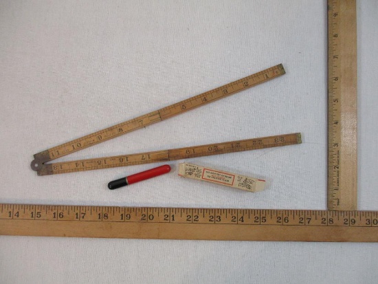 Two Vintage Items including Lufkin Rule Co Folding 24" Wooden Ruler and Redilite in original box, 3
