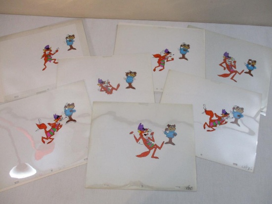 Lot of Sugar Bear and Sugar Fox Original Artwork Animation Production Cels, 11 oz