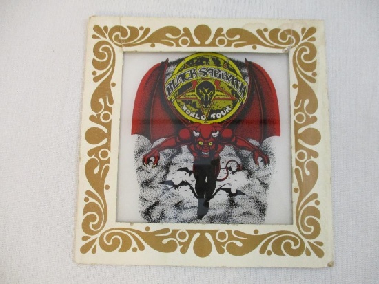 Vintage Black Sabbath World Tour Carnival Prize Glass Mirror with original sleeve, 6 oz