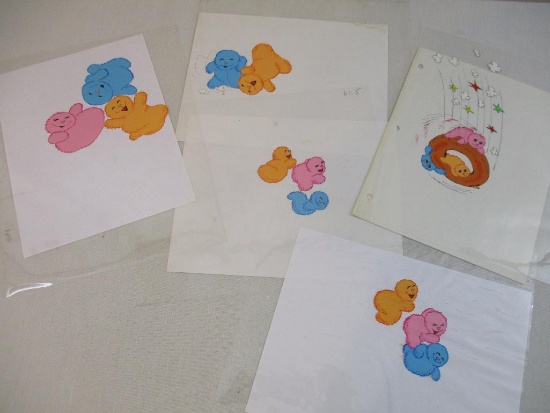 Lot of 1980s The Huggles The Great Space Coaster Original Animation Artwork Production Cels, Fluffy,