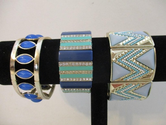 Three Colorful Stretch Bracelets including seed bead chevron and more, 8 oz