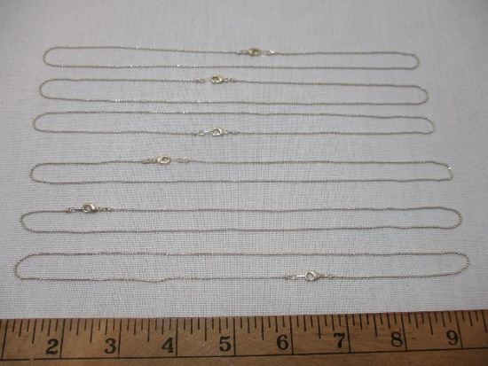 Six Delicate 18" Silver tone Chain Necklaces, 1 oz
