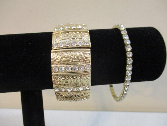 Two Rhinestone Stretch Bracelets, 3 oz