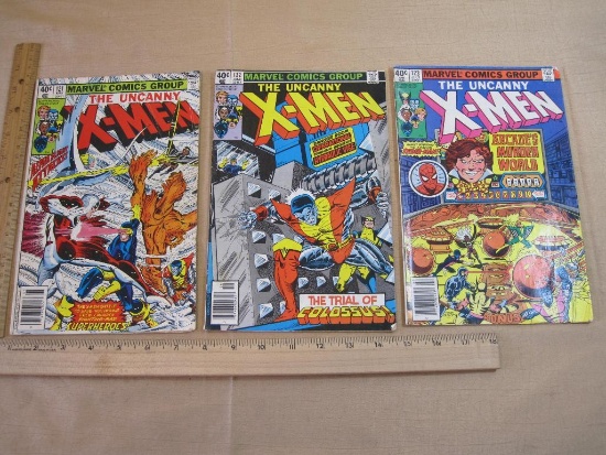 Three Marvel Comics The Uncanny X-MEN Comic Books Vol. 1 No. 121-123 1979 5oz