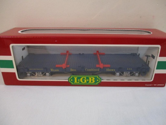 LGB 4060-DG Wilson Bros Circus Flatcar (Blue), G Scale, in original box, Lehmann Gross Bahn, 1 lb 15