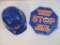 New York Mets Plastic Helmet (WinCraft/MLBP 2003 and Stop Mets Country Acrylic Sign (Fremont Die MLB