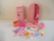 Lot of Vintage Barbie Accessories including refrigerator, kitchen items, dresser and more, see