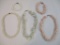 Lot of Shell Jewelry including matching pink necklace and earring set, multi-strand pink/blue/white