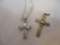 Two Cross Pendants including 1/20 12K GF with hearts (1.7 g) and Sterling Silver Cross Pendant and