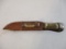 Set of Two Bone Handled Knives in Leather Sheath, Puma Solingen, 1 lb 3 oz