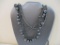 Beautiful Satin Gray Multistrand Beaded Necklace, 6 oz