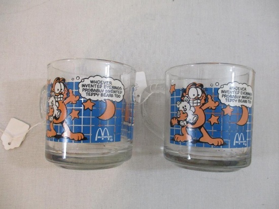 Two Garfield McDonalds Glass Mugs, 1978 United Feature Syndicate Inc, 1 lb 6 oz