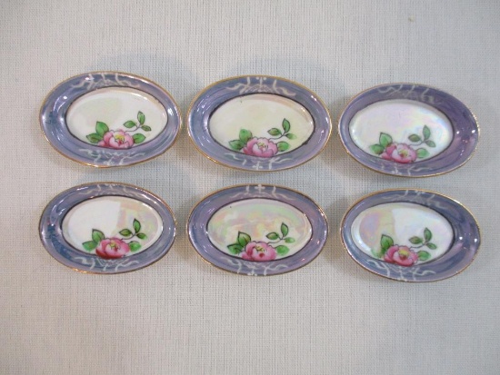 Set of 6 Hand-painted Ceramic Soy Sauce Dishes, made in Japan, 5 oz