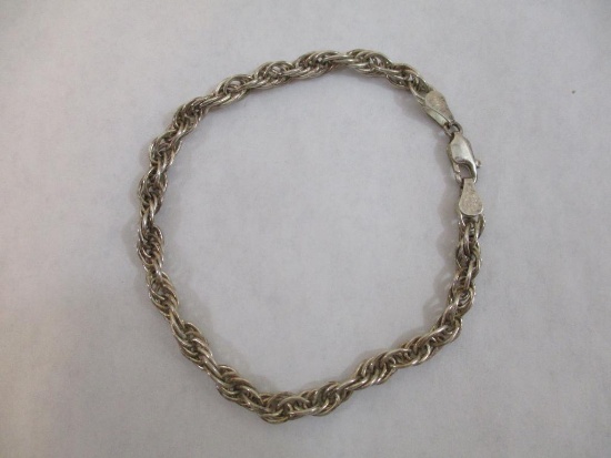 Heavy Sterling Silver Twisted Chain Bracelet, marked 925 Italy, 9.36 g