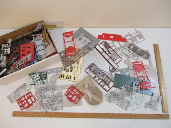 Lot of Assorted Unassembled Plastic Railroad Model Kit Pieces, see pictures for included parts and