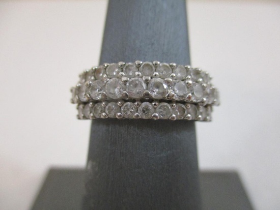 Sterling Silver Ring with Clear Gemstones, Size 7, 4.4 g total weight