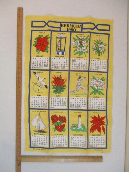 1980 Bermuda Linen Dish Towel Calendar, 3 oz