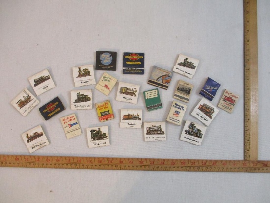 Lot of Train Themed Match Books including Union Pacific, Penn Central, Victoria Station and more,