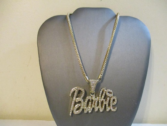 Barbie Rhinestone Signature Necklace, missing a rhinestone, AS IS, 3 oz