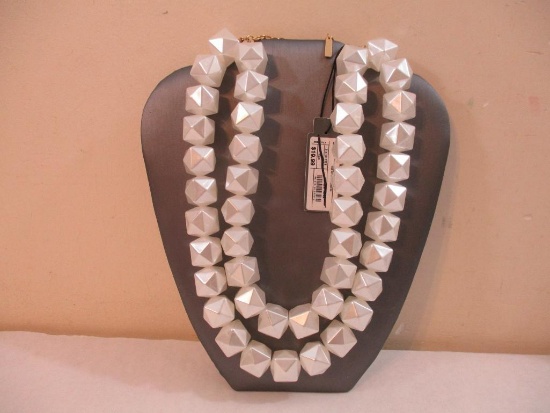 New Sugarfix by Baublerbar Geometric Beaded Necklace, acrylic beads with gold tone chain, 7 oz