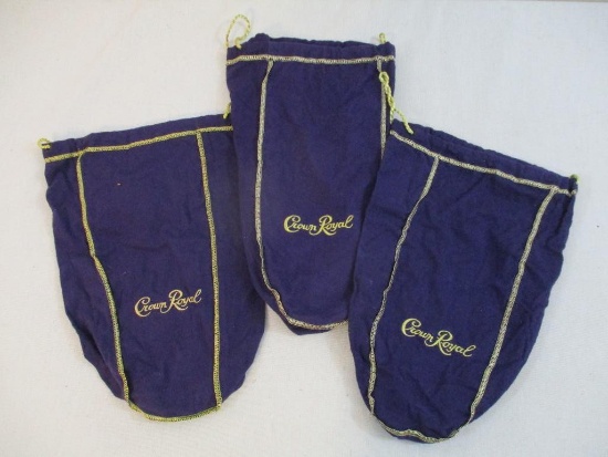 Three Crown Royal Purple Fabric Pouches, 4 oz