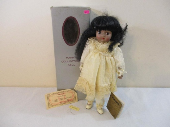 Seymour Mann Collectible Porcelain Doll "Diana" with original box and display stand, 1989, 1 lb 11
