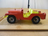 Hubley Metal Die-Cast Orange Jeep 1710, some wear, great color, 4oz