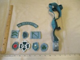 Assorted Vintage Girl Scout Patches and belt, 4oz