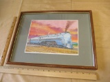 Framed Signed Numbered M F Kotowski Print, Santa Fe 3460, Numbered 7/85 1984, approx 17 inches by 13