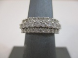 Sterling Silver Ring with Clear Gemstones, Size 7, 4.4 g total weight