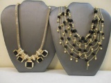 Two Elegant Black and Gold Tone Necklaces by Dress Barn and Amrita Singh, 4 oz