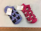 Two New Pairs of Low-Cut Novelty Socks including cats and pigs & bacon, Xhilaration, 2 oz
