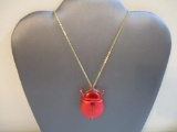 Lady Bird Beetle Watch pendant and Necklace, antimagnetic, swiss movt, No. 969156 No. 50/1965, 1 oz