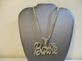 Barbie Rhinestone Signature Necklace, missing a rhinestone, AS IS, 3 oz
