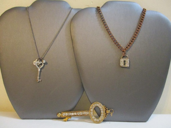Three Lock and Key Jewelry Pieces from Claire's and more, 3 oz