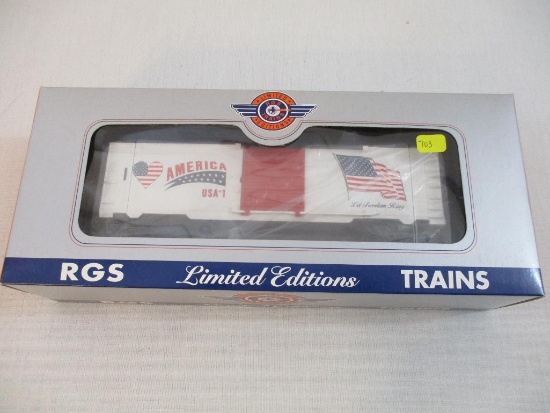 RGS Trains Let Freedom Ring Boxcar, O Scale, new in box, 15 oz