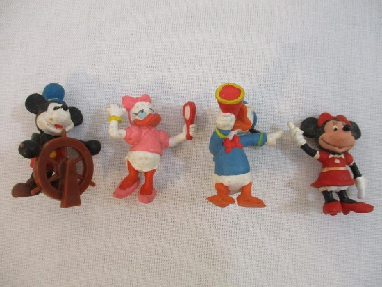 Four Vintage Disney Figures including Mickey, Minnie, Donald & Daisy, 2 oz