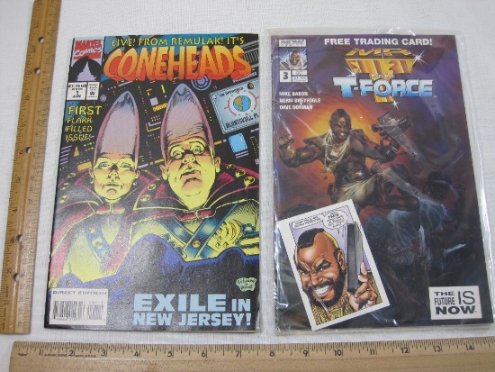 Now Comics Mr T and the T-Force #3 sealed, and Marvel Coneheads #1 "Exile in NJ"