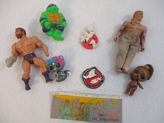 Lot of Assorted Toys including Ninja Turtles, Ghost Busters, Bratz and more, 9 oz