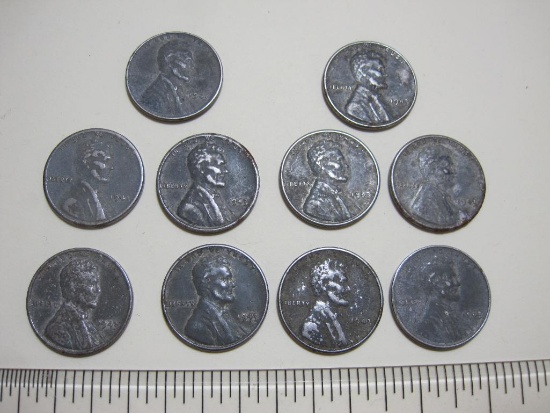 Ten 1943 US Steel Pennies, 1oz