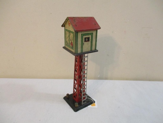 Vintage Pressed Metal Marx O Scale Radio Control Tower, 9.25" tall, 8 oz