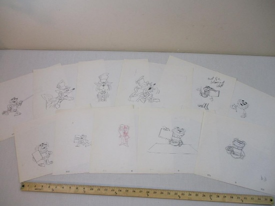 Lot of Sugar Crisp Commercial Production Drawings with Sugar Bear and Sugar Fox, 3 oz