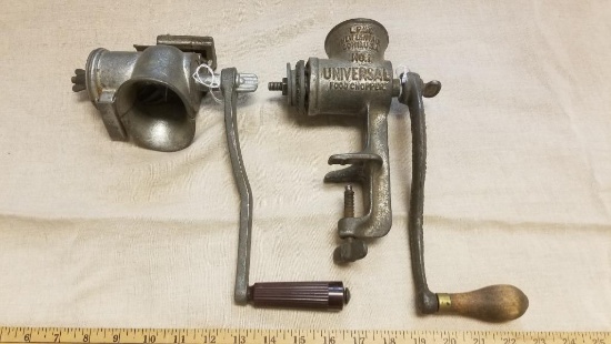 Two Vintage Meat Grinders, incl Number 1 Universal Food Chopper